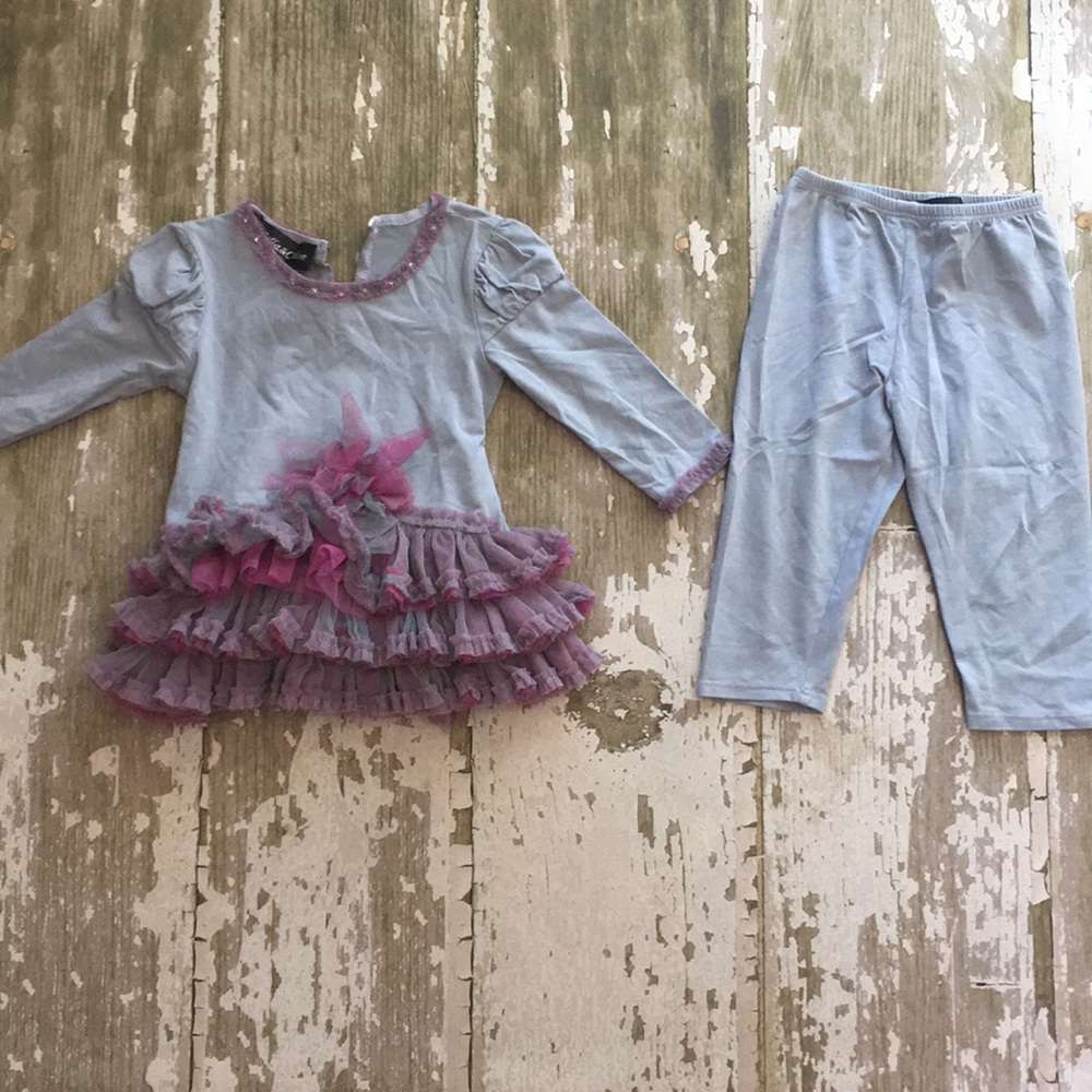 Isobella&chloe cute gray and purple dress set